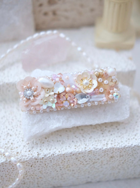 Sequin Handsewn Hair Barrette - Neutrals