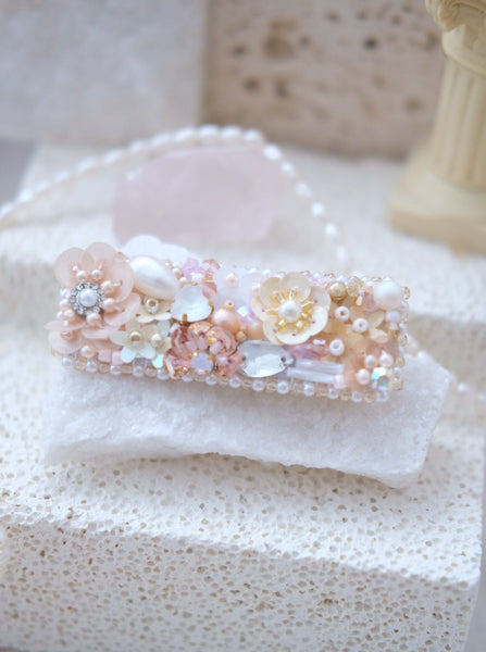 Sequin Handsewn Hair Barrette - Neutrals