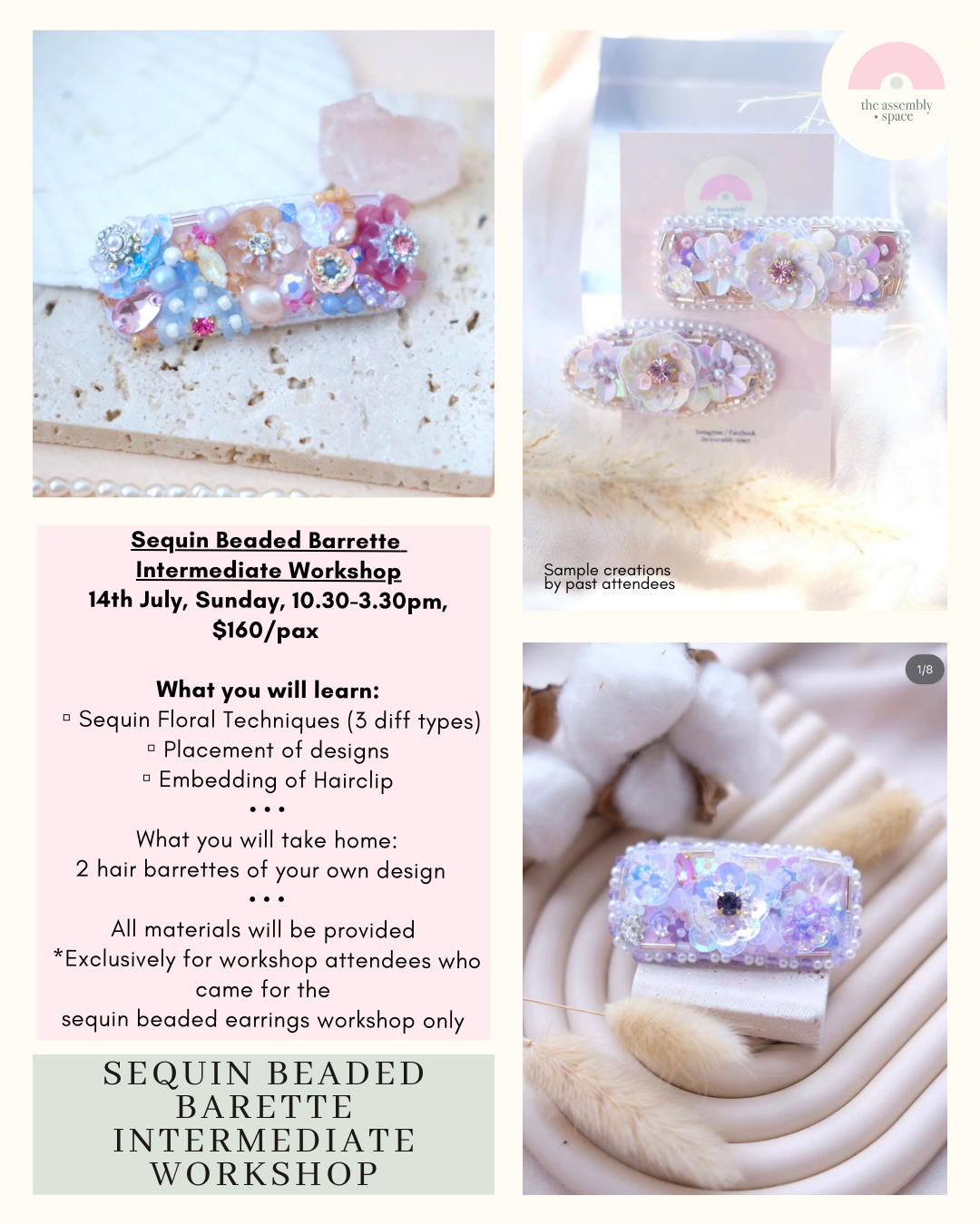 Sequin Beaded Barrette Intermediate Workshop - 14th July