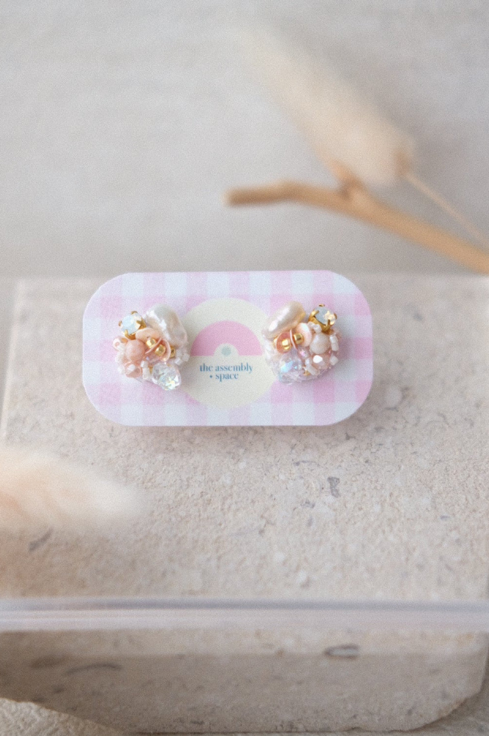 Handsewn Beaded Earrings - Salmon Pink (Petite)