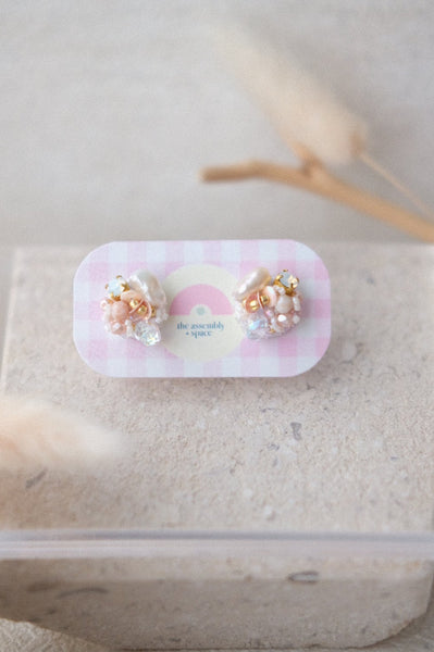 Handsewn Beaded Earrings - Salmon Pink (Petite)