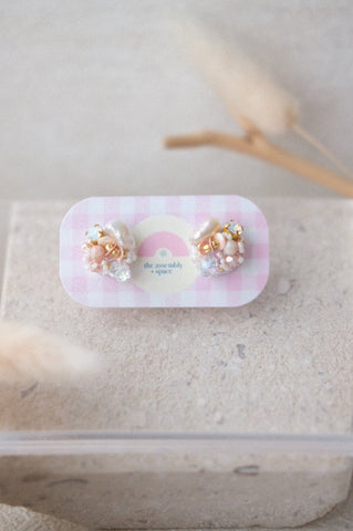 Handsewn Beaded Earrings - Salmon Pink (Petite)