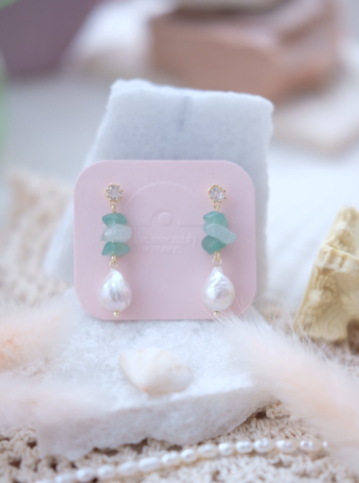 Pearl Earrings - Aventurine