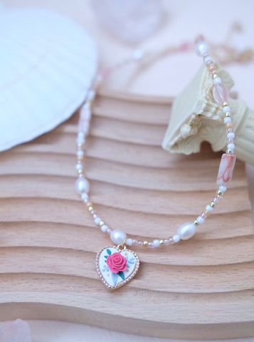 Heart Series - Blush Pink Heart Necklace