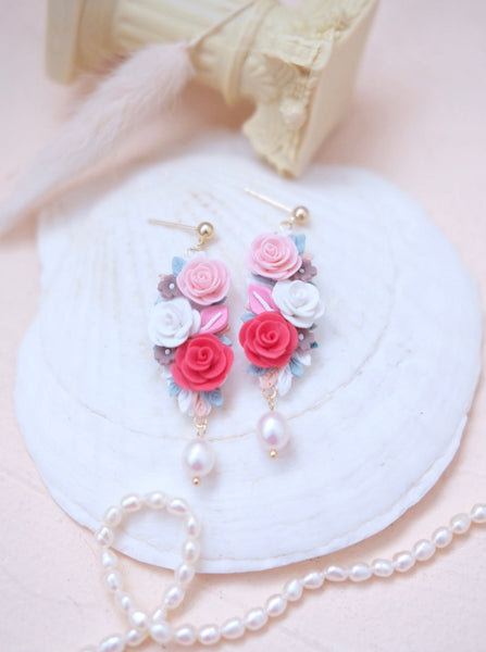 Floral Bouquets - Coral Pink / Light Pink with pearls