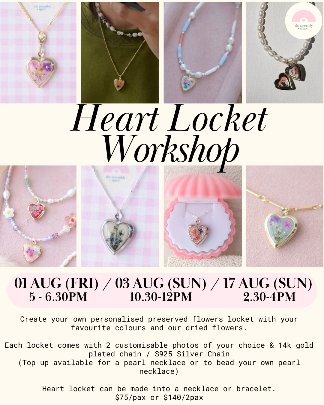 Heart Locket Workshop - 1st / 3rd / 17th Aug
