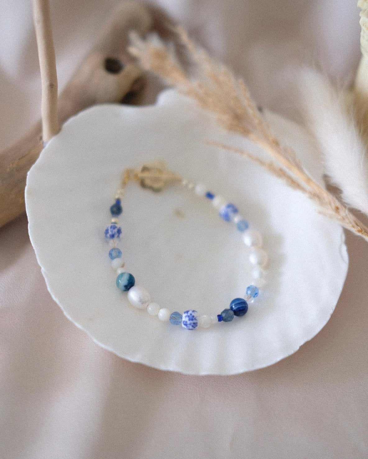 Freshwater Pearl Beaded Bracelet (Porcelain) - 15cm