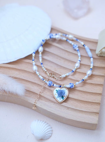 Heart Series - Dusty Blue Necklace