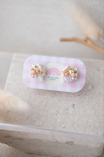 Handsewn Beaded Earrings - Salmon Pink (Petite)