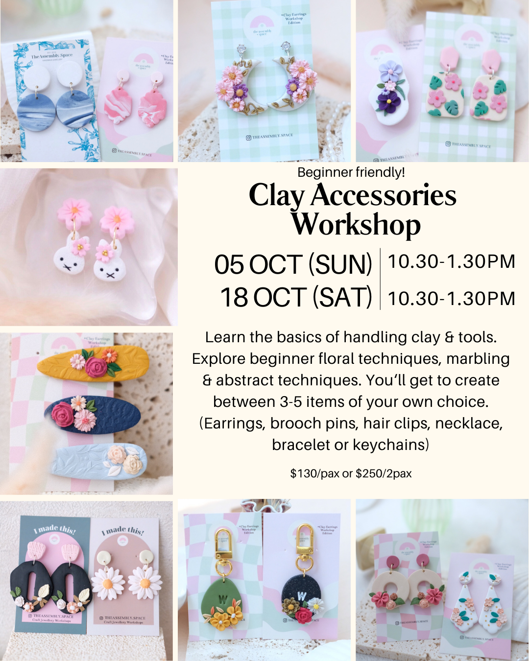 Clay Accessories Workshop (Beginner) - 5th / 18th Oct