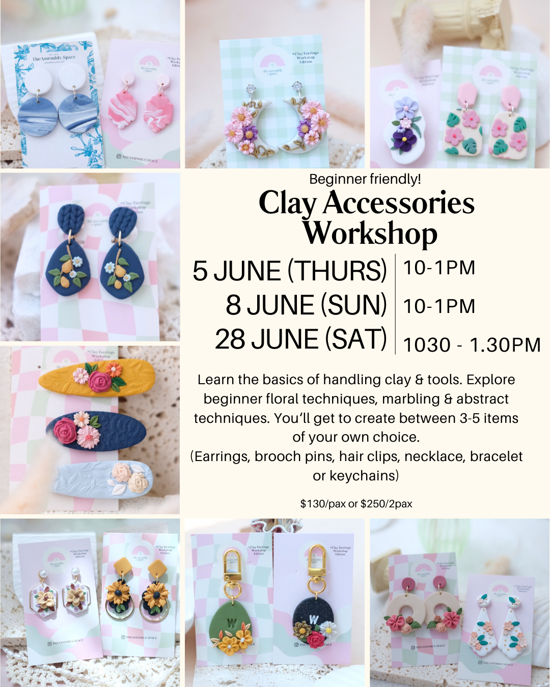Clay Accessories Workshop (Beginner) - 5th / 8th / 28th June