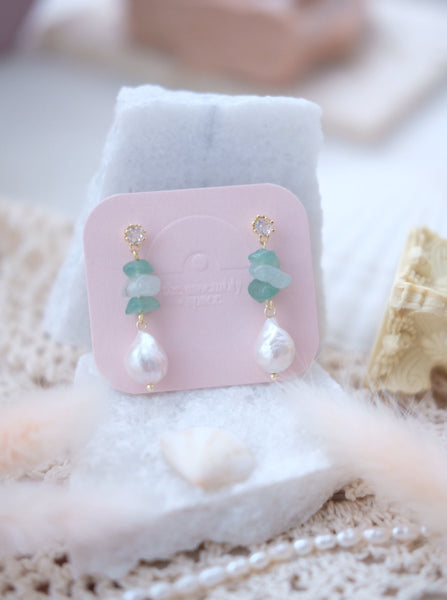 Pearl Earrings - Aventurine