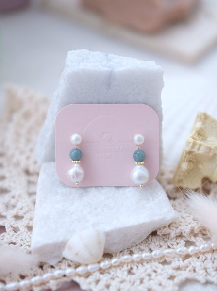 Pearl Earrings - Jade (Dark)