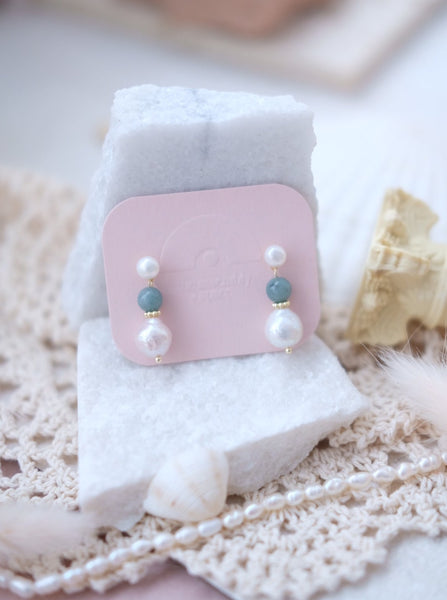 Pearl Earrings - Jade (Dark)