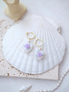 Heart Hoop - Lilac Purple with pearls