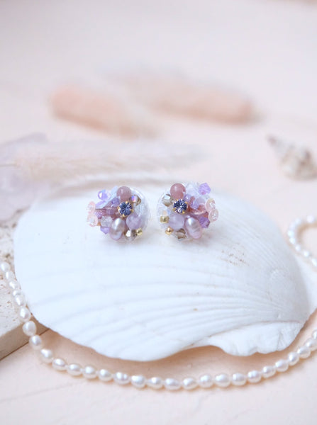 Handsewn Sequin Earrings - Muted Purple