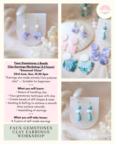 Faux Gemstones Clay Earrings Workshop -23rd June