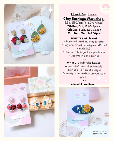 Floral Beginner Clay Earrings Workshop - 7th / 10th / 23rd Dec