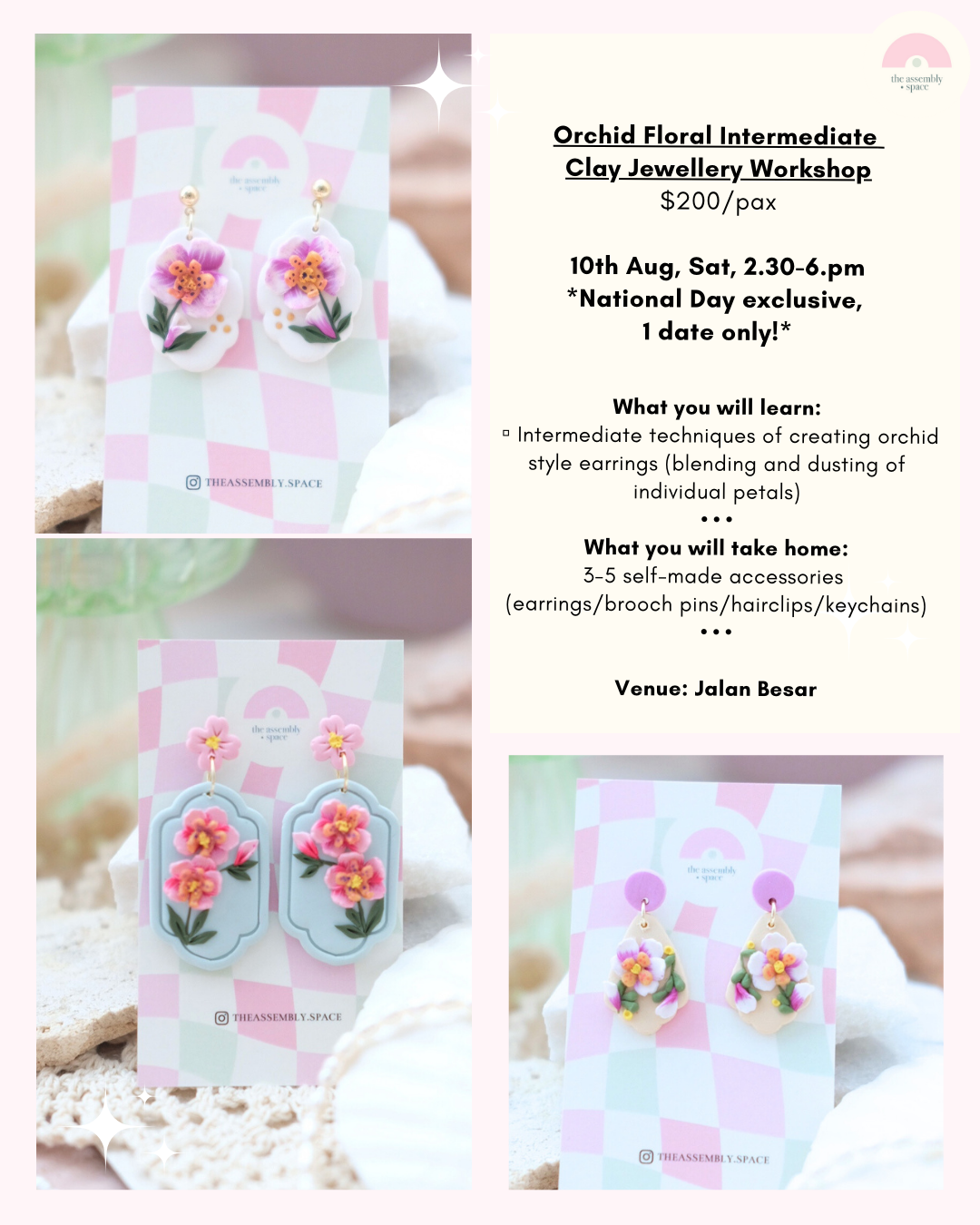 Clay Earrings Workshop (Orchid Intermediate - National Day Exclusive!) - 10th Aug