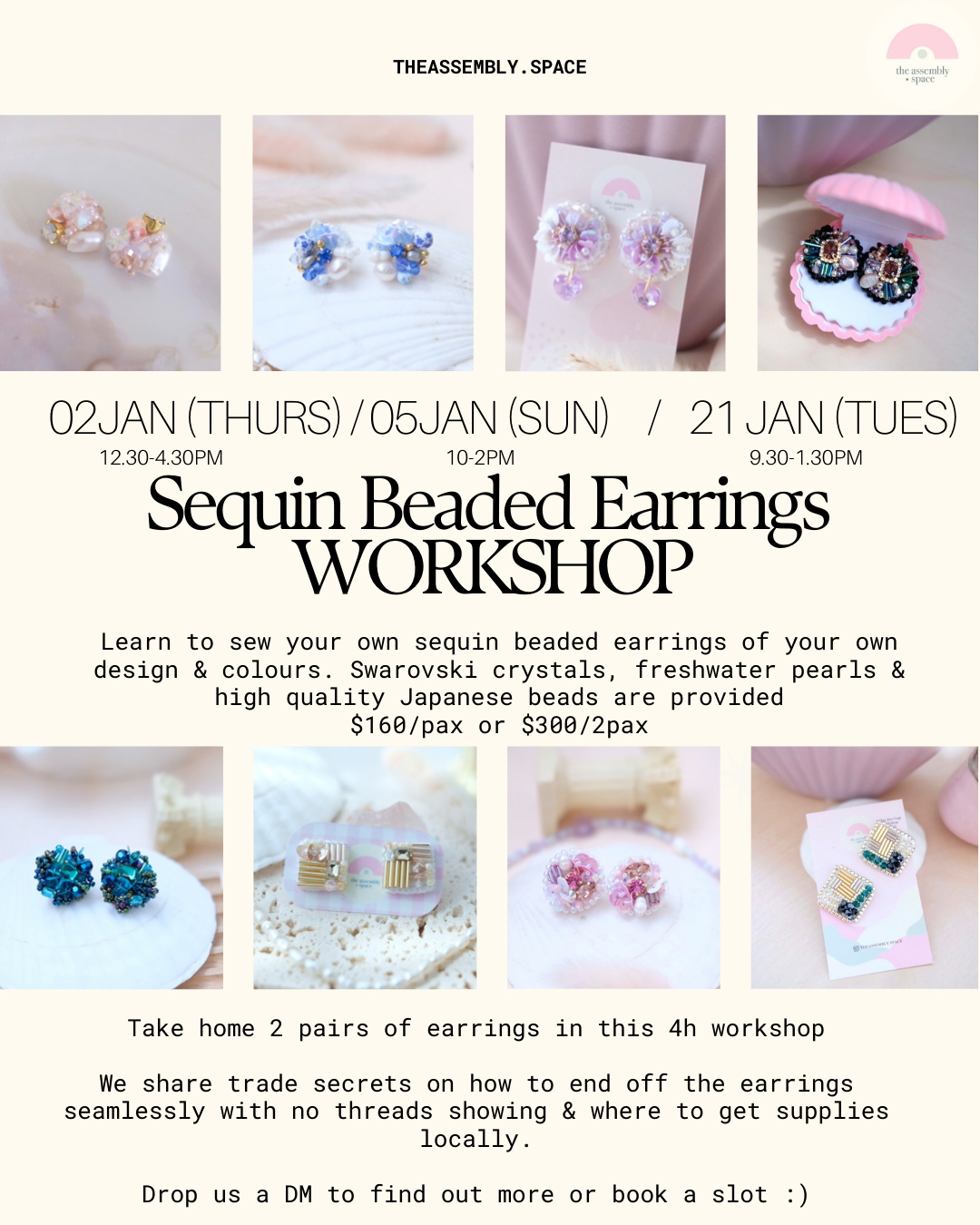 Sequin Beaded Beginner Workshop -  2nd Jan / 5th Jan / 21st Jan