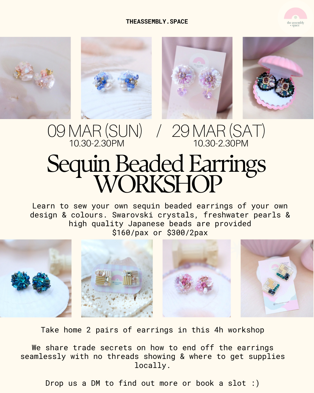 Sequin Beaded Beginner Workshop -  9th / 29th Mar