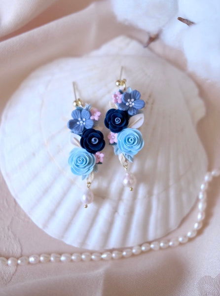 Floral Bouquets - Blue Navy with pearls
