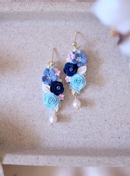 Floral Bouquets - Blue Navy with pearls